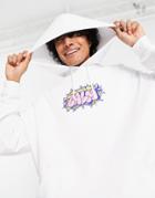 Asos Design Oversized Hoodie In White With Graffitti Text Print