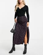 Fashion Union Bias Cut Midaxi Skirt In Black Floral