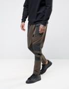 Asos Drop Crotch Joggers With Contrast Panels In Khaki - Green