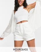 Asos Design Hourglass Denim High Rise 'slouchy' Mom Shorts In White