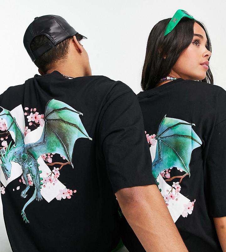 Collusion T-shirt With Dragon Logo Back Print In Black