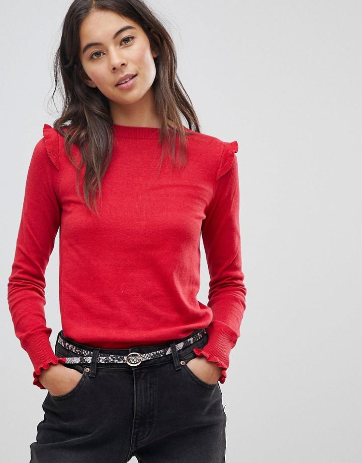 Oaiss Frill Sweater - Red