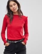 Oaiss Frill Sweater - Red