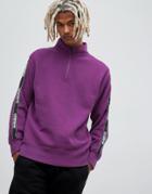 Napapijri Beja 1/4 Zip Tape Logo Sweat In Purple