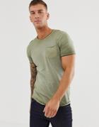 Jack And Jones Originals Pocket T-shirt With Raw Edges - Green