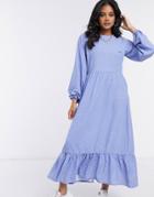 Missguided Ruffle Hem Midi Smock Dress In Polka Dot Print-multi