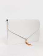 Asos Design Tassel Clutch Bag - White