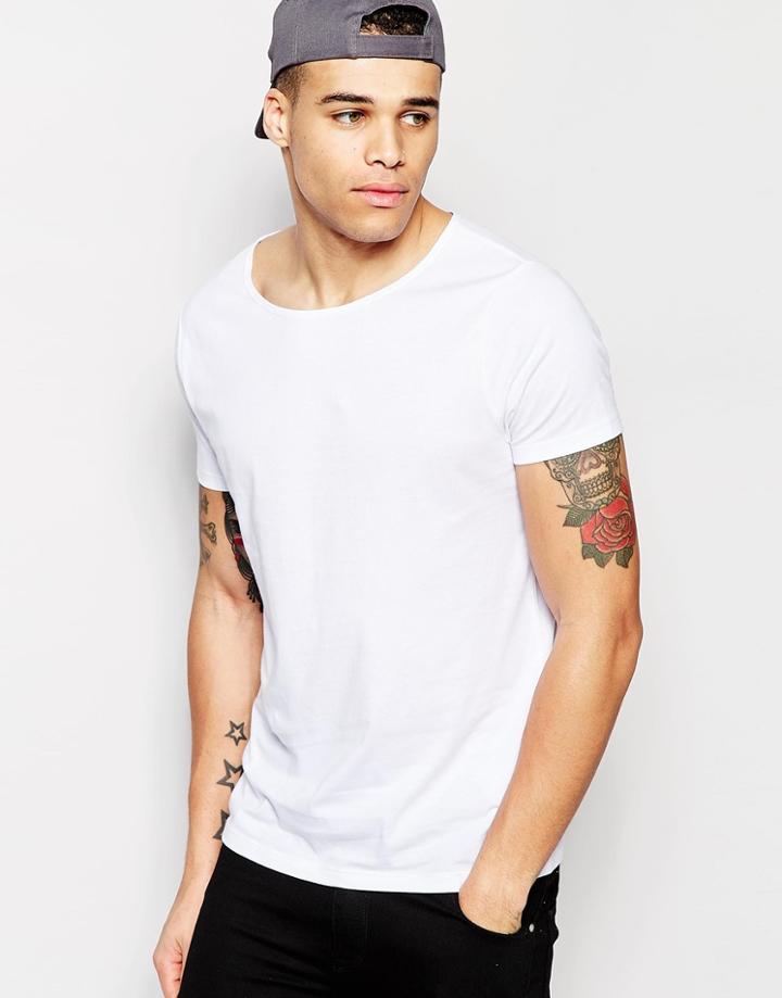 Asos T-shirt With Boat Neck In White - White