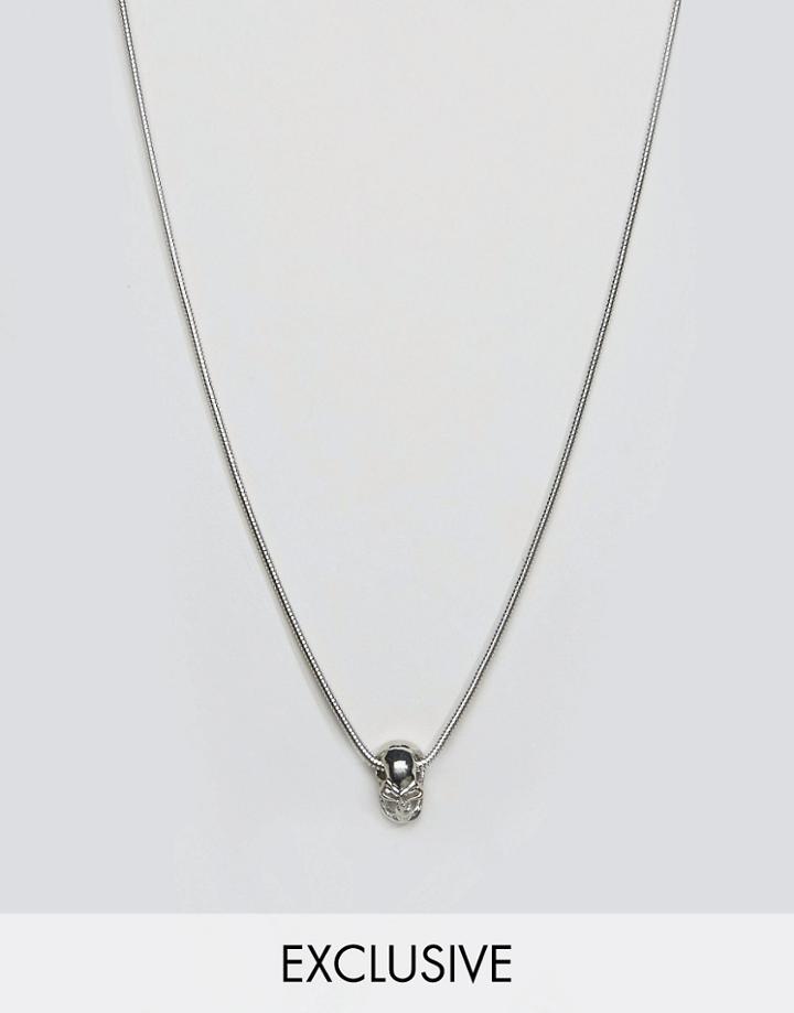 Designb Skull Pendant Necklace In Silver - Silver