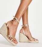 Topshop Wide Fit Wilma High Espadrille Wedges In Gold