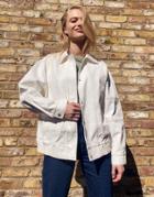 Asos Design 80s Washed Canvas Jacket In Cream-white