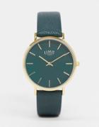 Limit Faux Leather Watch In Green With Green Dial
