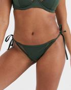 Pour Moi Glamazon Tie Side Bikini Bottom In Khaki-green