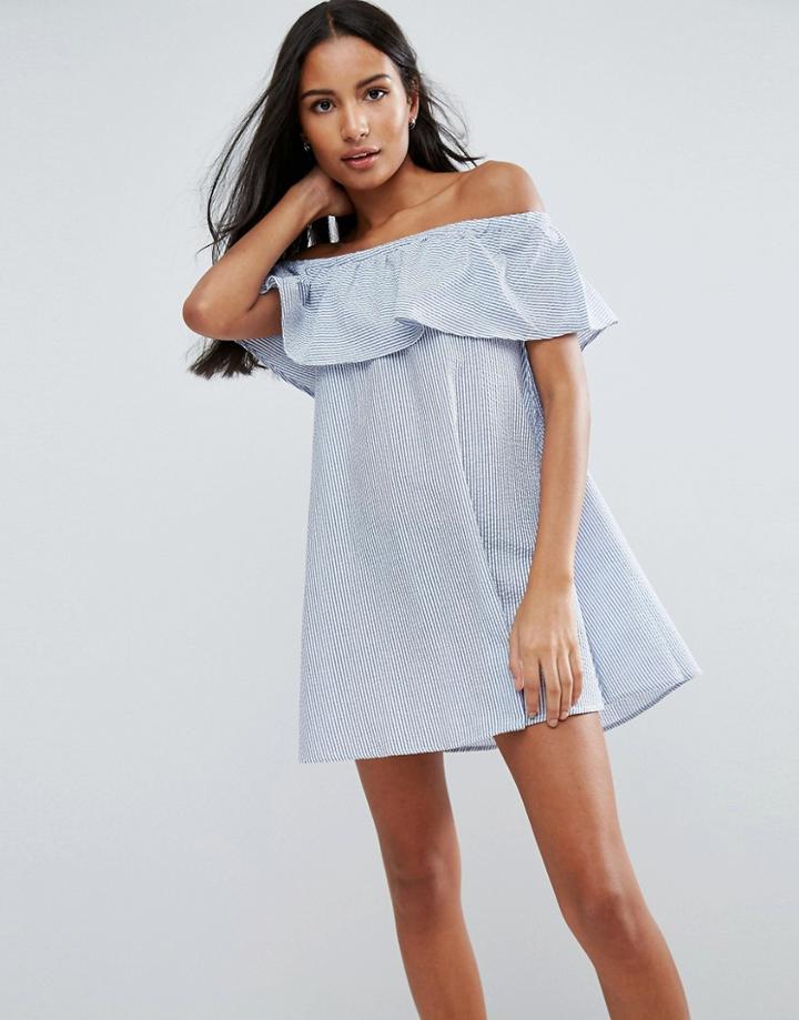 Minkpink French Twist Off Shoulder Dress - Blue