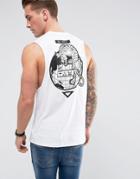 Friend Or Faux Ainscough Back Print Sleeveless T-shirt Tank - White