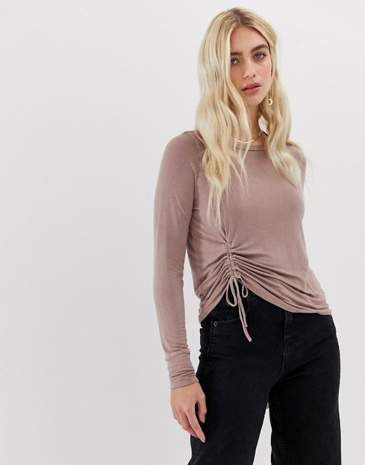 Nytt Sawyer Drawstring Side Long Sleeved Top - Pink