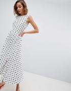 Asos Design Sleeveless Maxi Dress In Polka Dot-multi