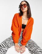 Asos Design Cardigan With Bobble Sleeve Detail In Orange