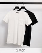 French Connection 2-pack Pocket T-shirts In Black And White-multi