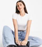 Asos Design Tall Fitted Crop T-shirt In White