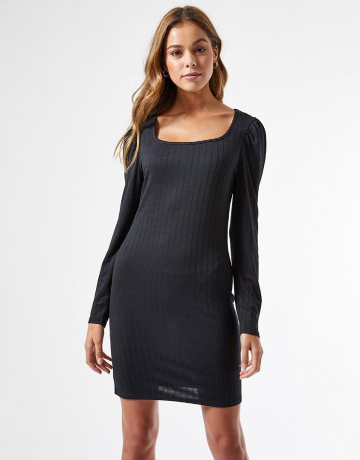 Miss Selfridge Square Neck Mini Dress In Black