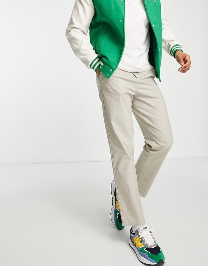 Asos Design Relaxed Skater Chinos In Light Beige-neutral
