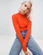 Weekday Sheer High Neck Top - Red