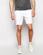 Asos Skinny Smart Chino Shorts In White - White