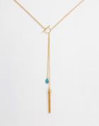 Ottoman Hands Stone & Bar Necklace - Gold