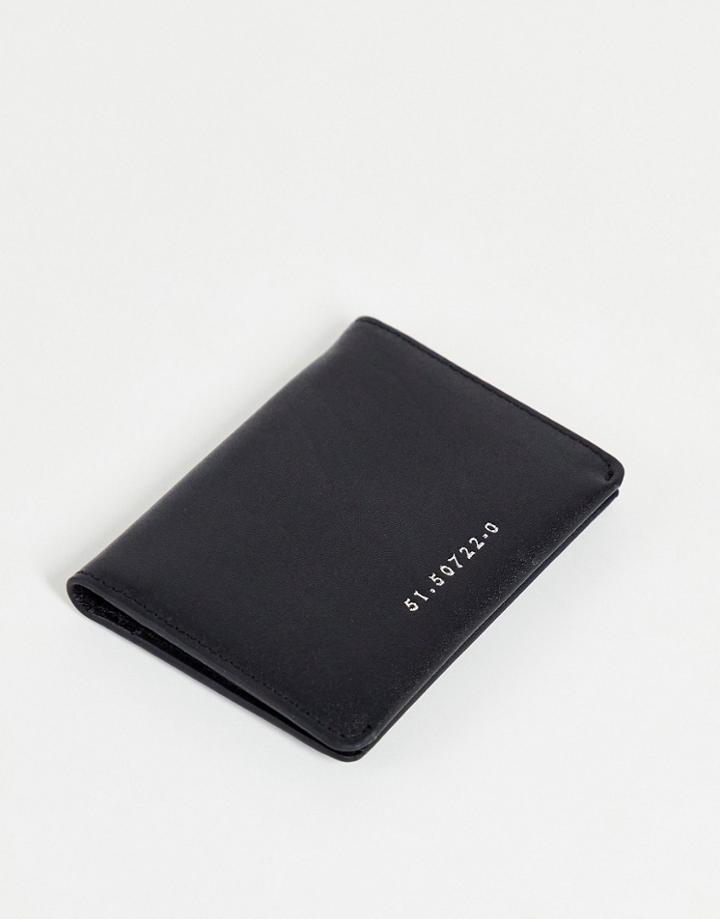 River Island Bifold Leather Cardholder In Black