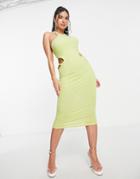 I Saw It First Midi Dress With Cut-out Detail In Olive-green