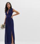 Tfnc Lace Detail Maxi Bridesmaid Dress - Navy