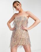 Band Of Stars Premium Fringe Embellishment Mini Dress In Multi