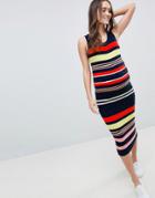 Asos Design Maternity Sleeveless Knit Dress In Rib Stripe - Multi