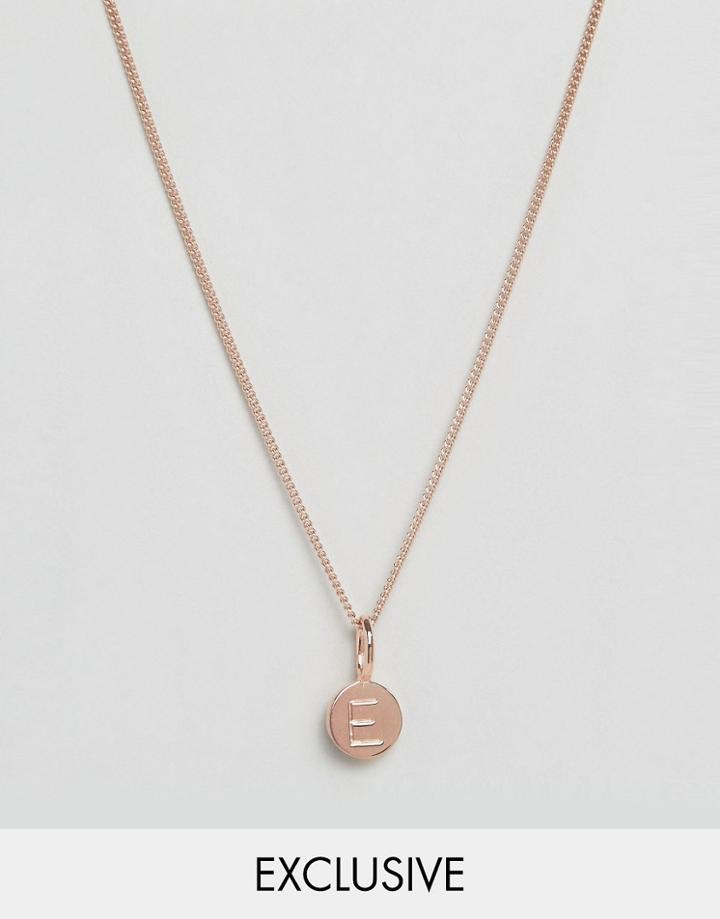 Katie Mullally Rose Gold Plated Necklace With Initial E Pendant - Gold