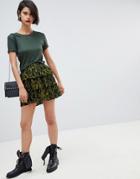 Vero Moda Animal Print Skirt - Green