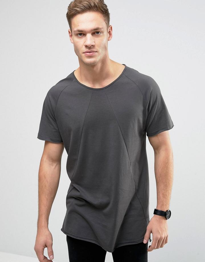 Jack & Jones Originals T-shirt In Extreme Oversized Fit With Cut And Sew Detail - Gray