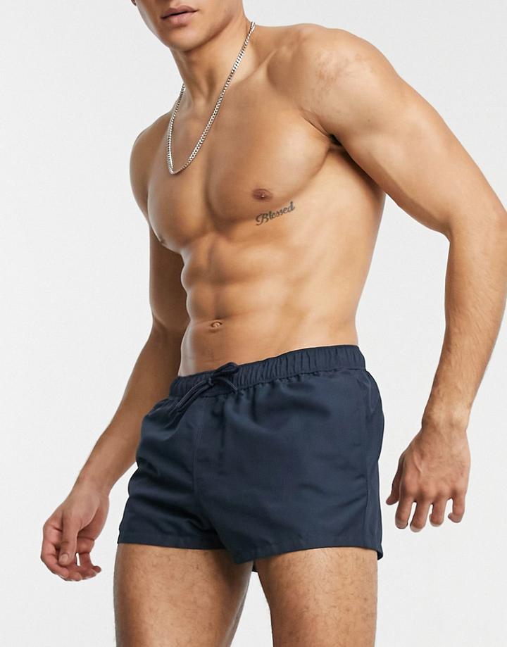 Asos Design Swim Shorts In Super Short Length In Navy