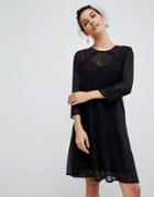 Y.a.s Embroidered Lace Mini Dress In Black