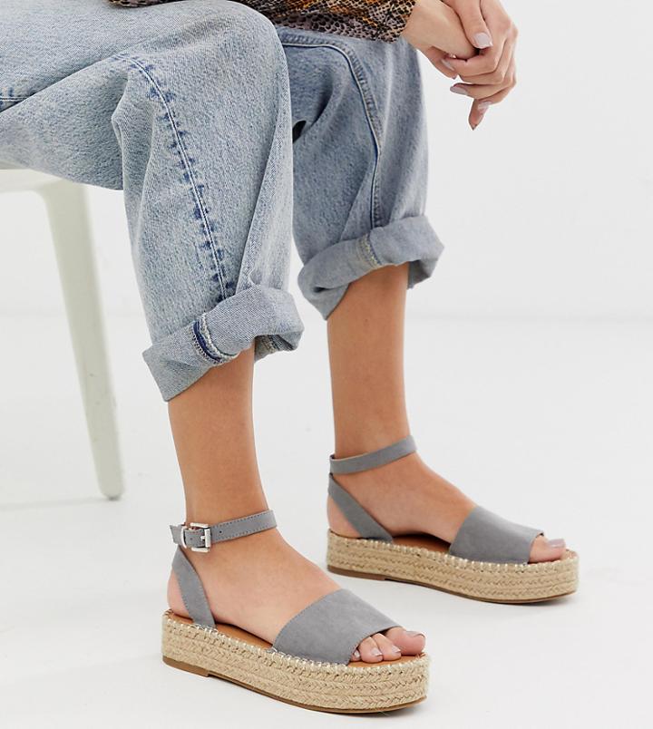 New Look 2 Part Espadrille Flatform In Gray