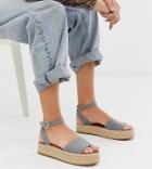 New Look 2 Part Espadrille Flatform In Gray