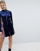 Asos Color Block Velvet Track Dress - Multi