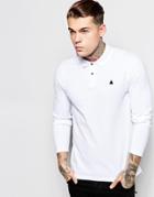 Asos Pique Long Sleeve Polo With Embroidery - White