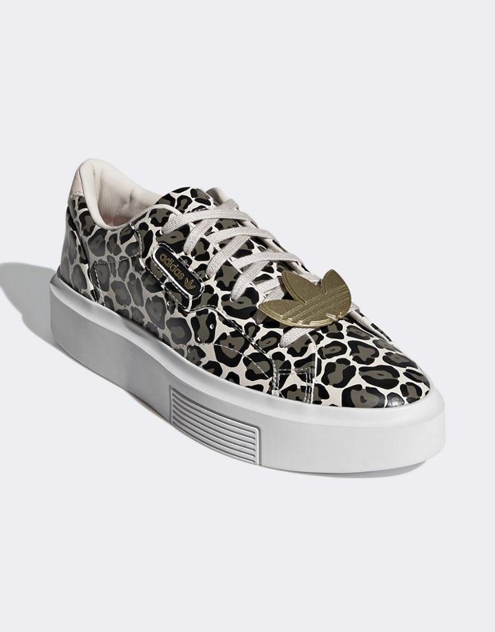 Adidas Originals Super Sleek Sneakers In Orange With Animal Print