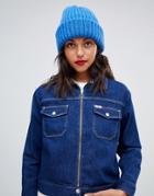 Pieces Chunky Knit Beanie Hat - Blue