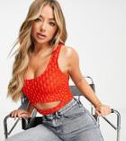 Asyou Textured Cut-out Cami Top In Red