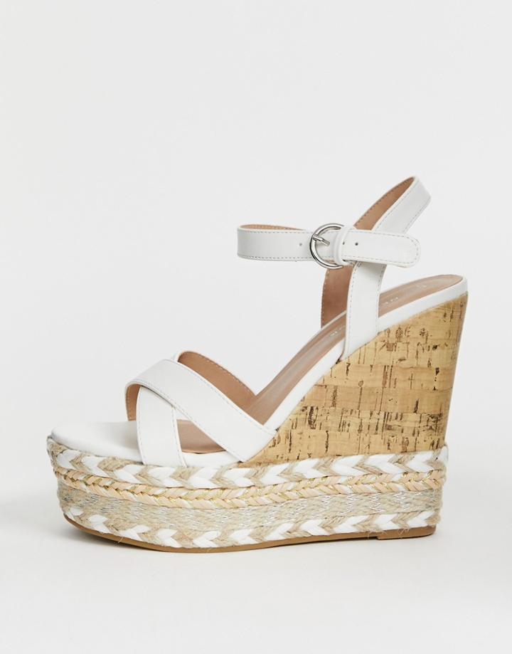 New Look Cork And Espadrille Wedges In White - White