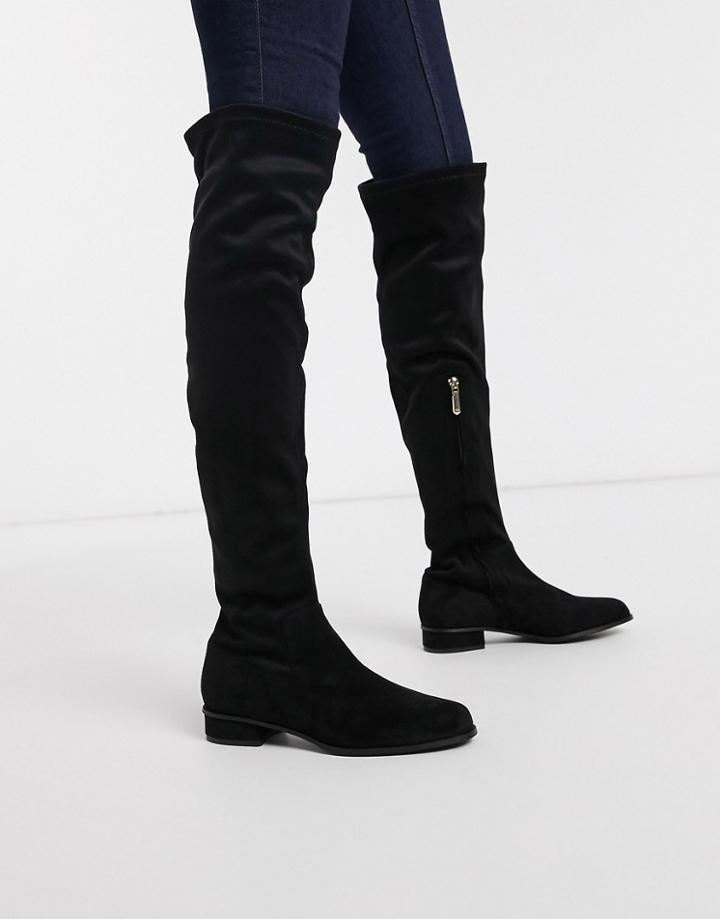 Karen Millen Olivia Over The Knee Flat Boots In Black