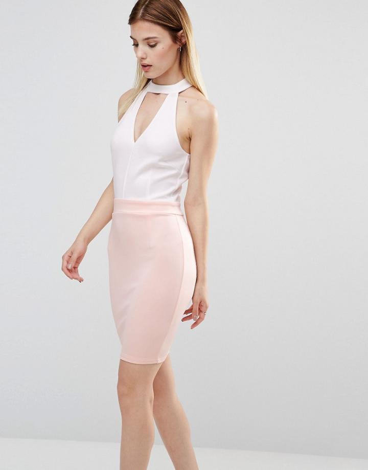 Ax Paris Choker Neck Dress - White