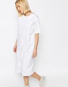 Asos White Lattice Detail Poplin Dress